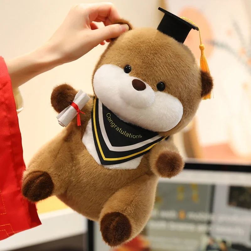 Brown Plush Graduation Bear with Cap and Diploma