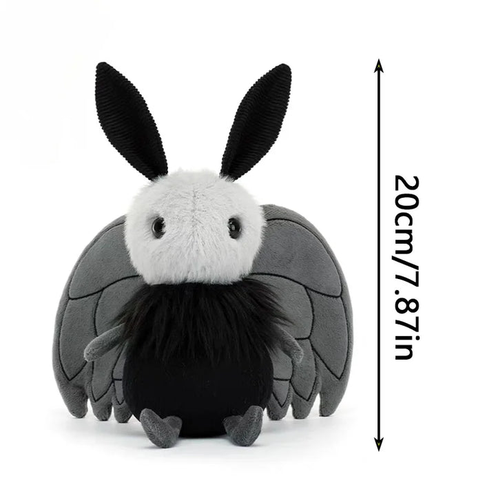 Cute Shaggy Black and Grey Moth Plush Toy