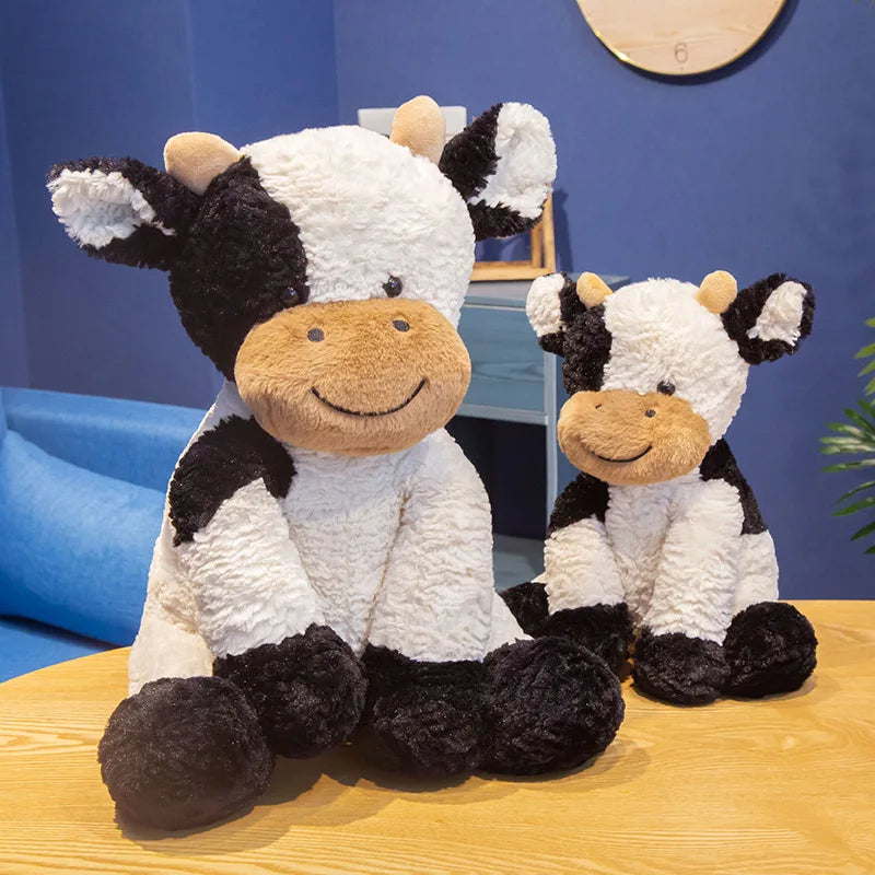Adorable Smiling Black and White Cow Plush