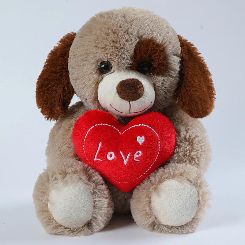 Soft Tan Plush Teddy Bear with Red 'Love' Heart
