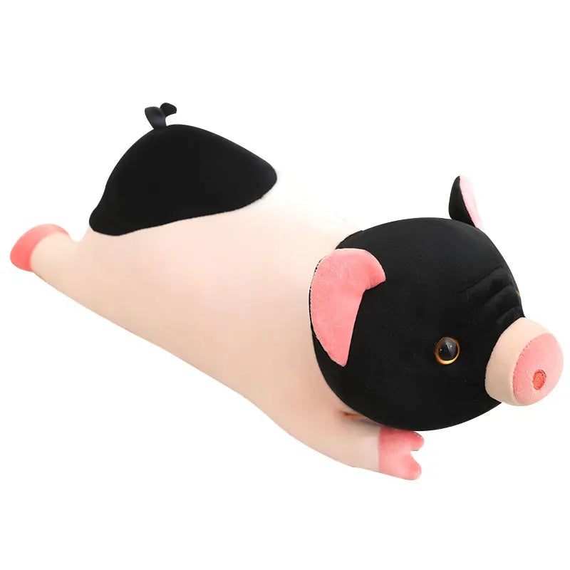 Soft Black and Pink Pig Plush Pillow
