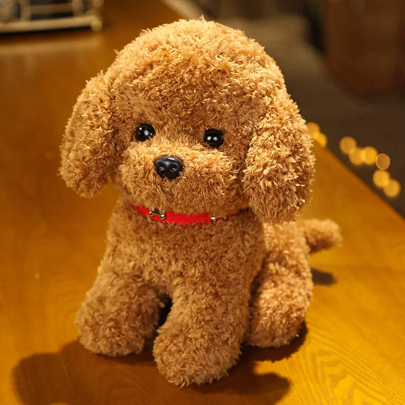 Adorable Curly Poodle Plush with Bell Collar