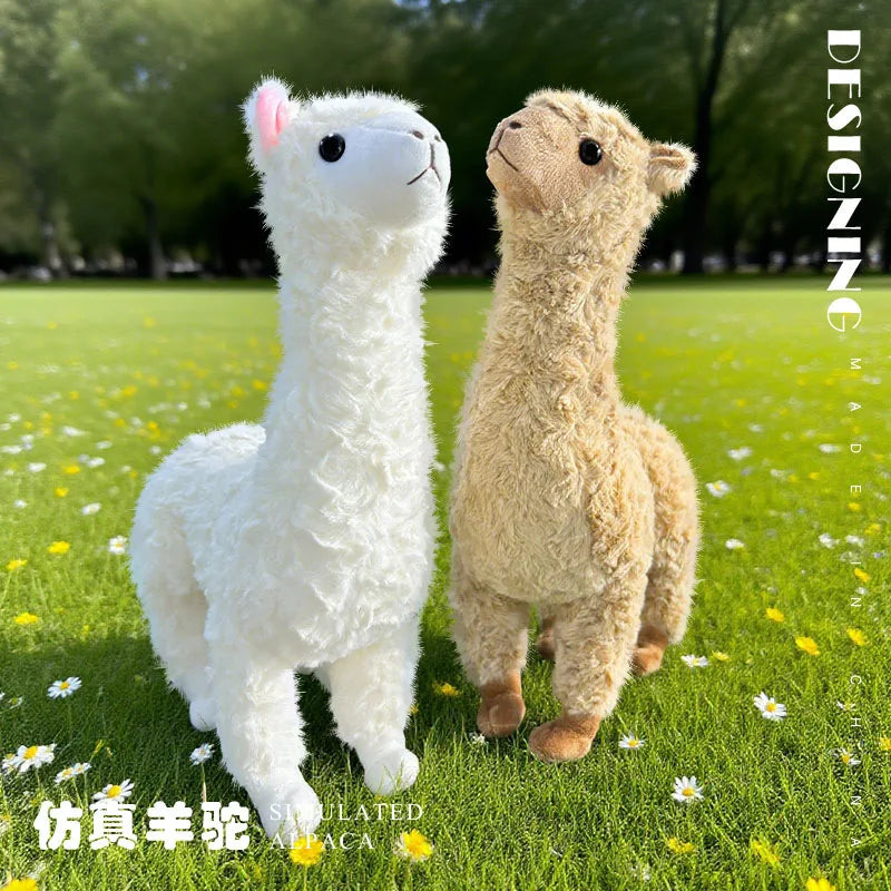 White Alpaca Plush Toy with Pink Ears