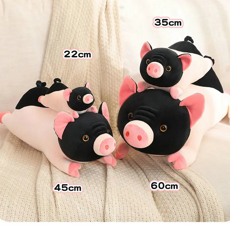 Soft Black and Pink Pig Plush Pillow