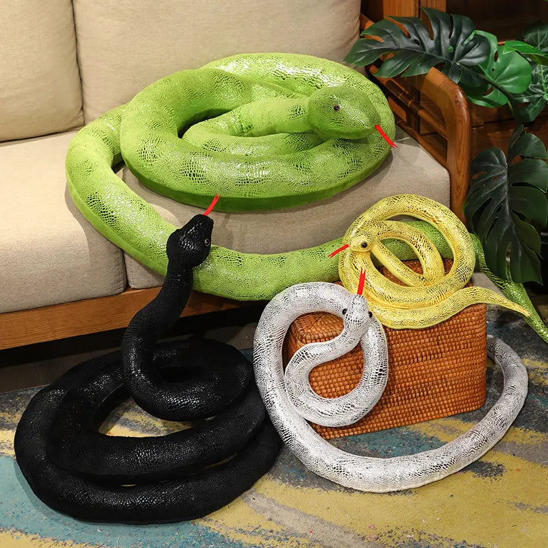 Black Scaled Snake Plush with Red Tongue