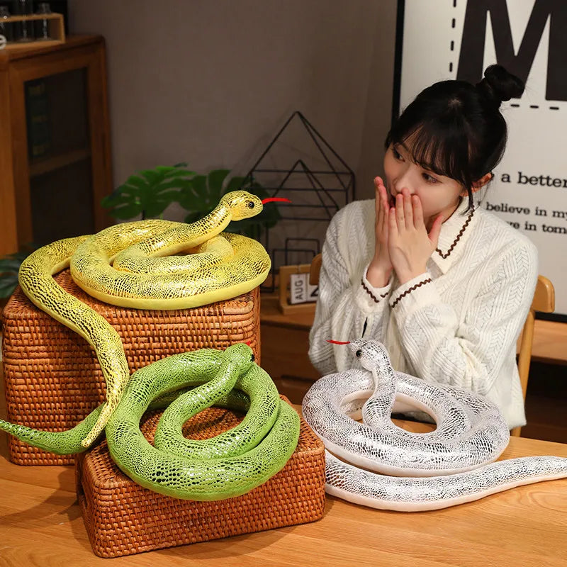 Black Scaled Snake Plush with Red Tongue