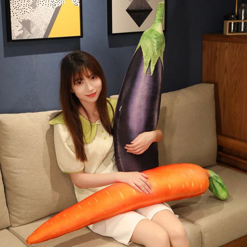 Soft Plush Vegetable Toys: Eggplant, Carrot, Tomato