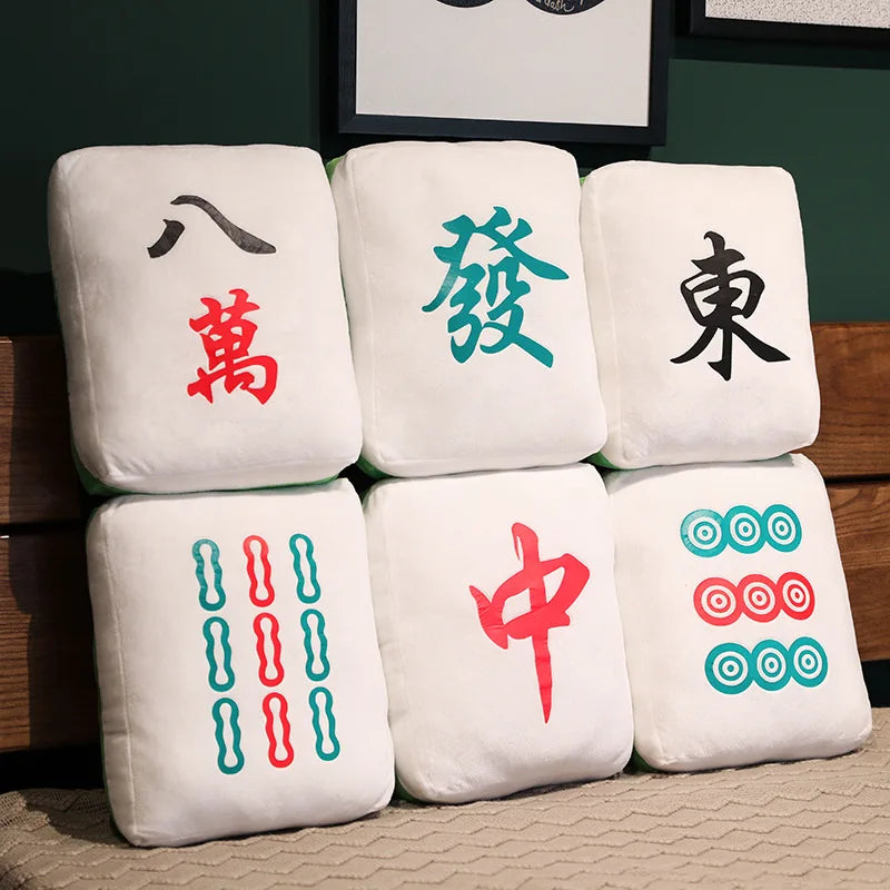Mahjong Tile Plush Cushion with Iconic Designs