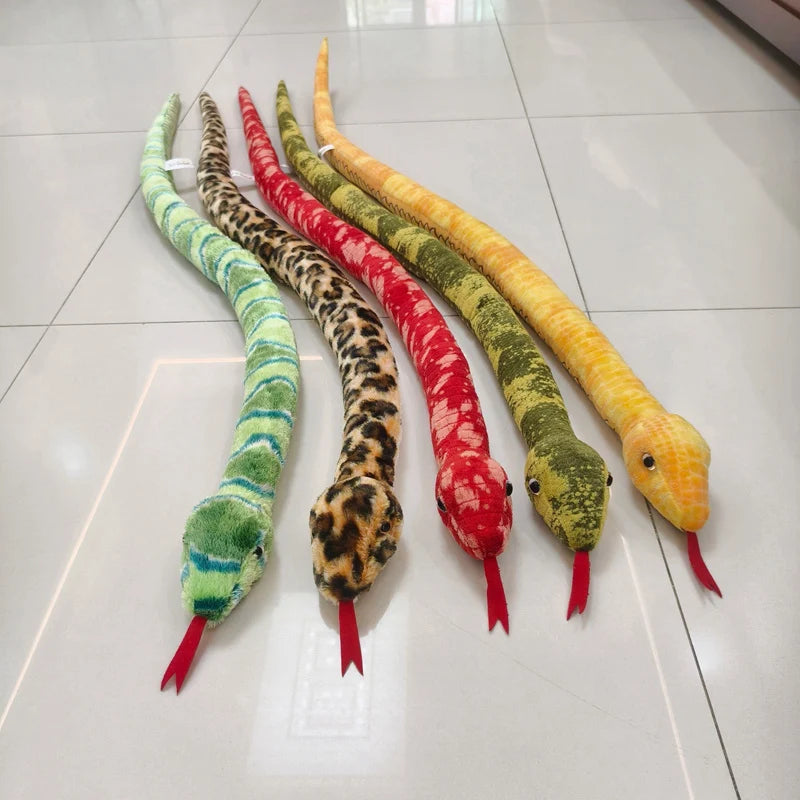 Assorted Realistic Plush Snake Toy with Forked Tongue