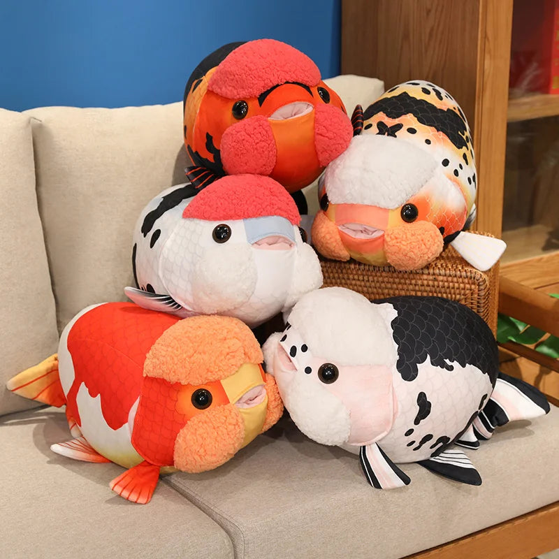 Chubby Oranda Goldfish Plush with Textured Wen