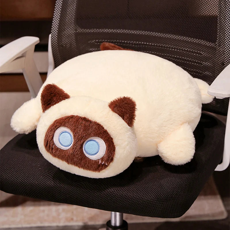 Chubby Black Mochi Cat Plush with Big Eyes