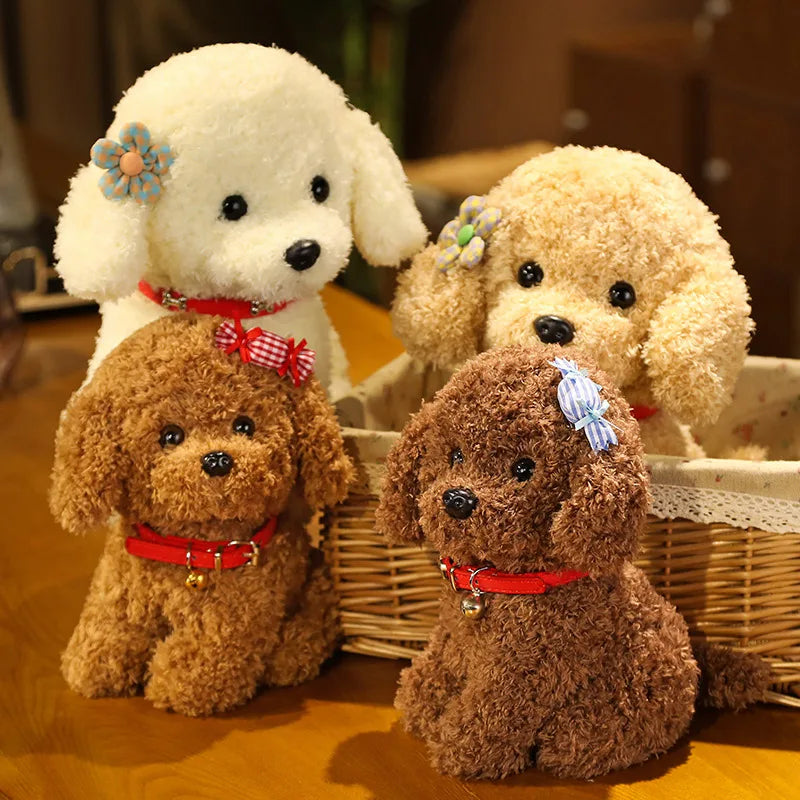 Adorable Curly Poodle Plush with Bell Collar