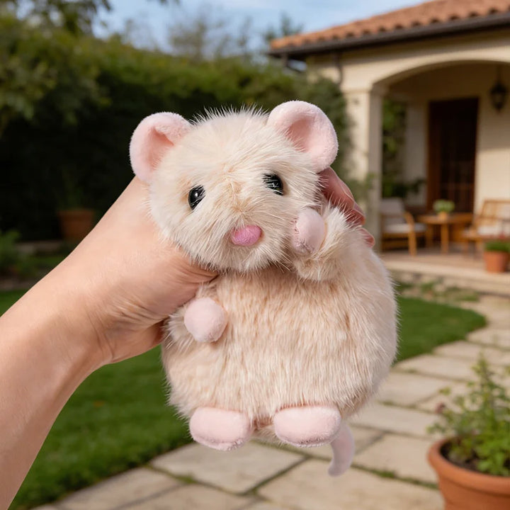 Adorable White Fuzzy Plush Mouse Toy