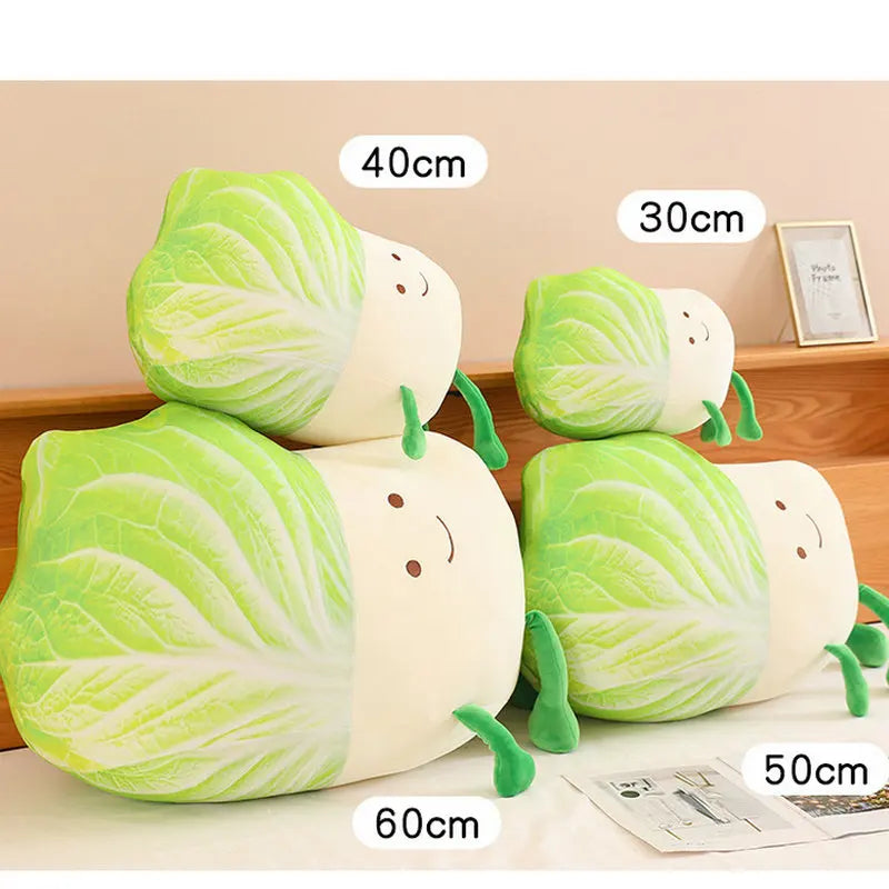 Cute Cabbage Plush Pillow with Smiling Face