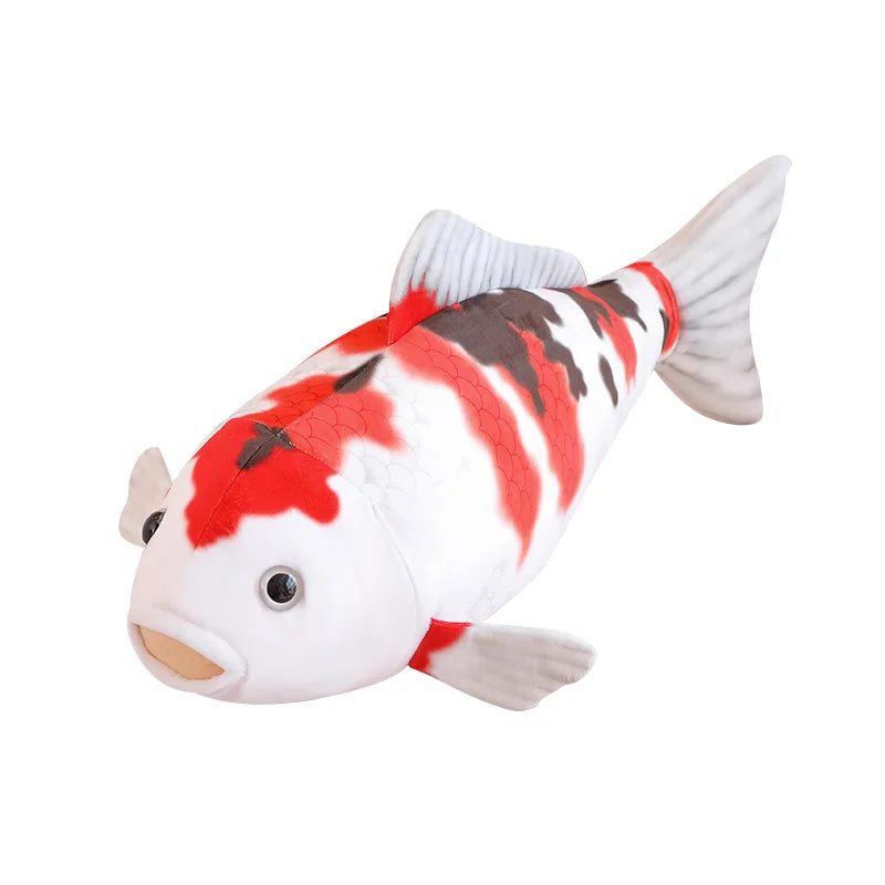 Lifelike Red and White Koi Fish Plush Toy