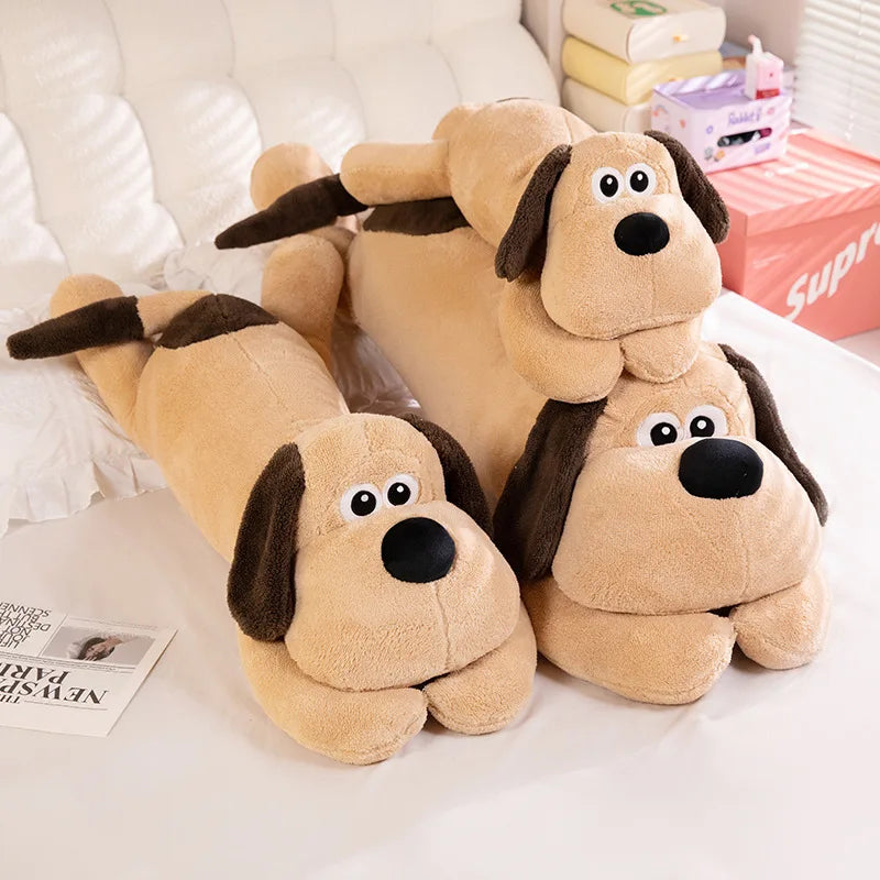 Cartoon Tan Long Plush Dog Pillow