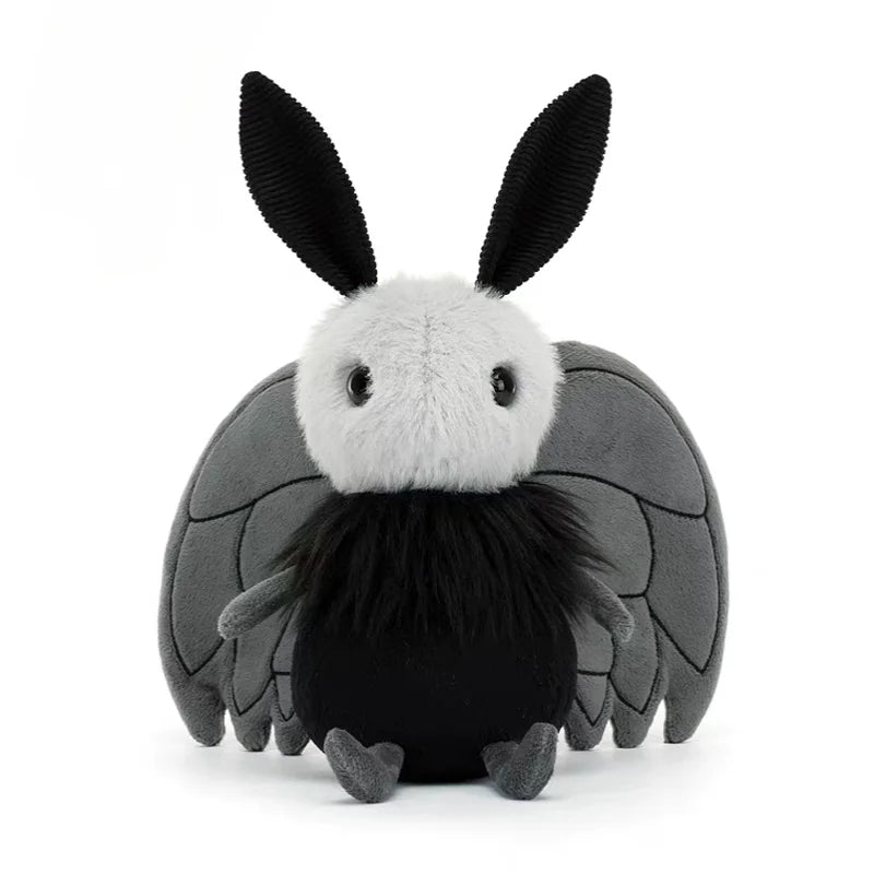 Cute Shaggy Black and Grey Moth Plush Toy