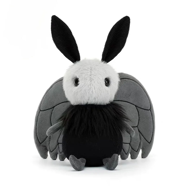 Cute Shaggy Black and Grey Moth Plush Toy