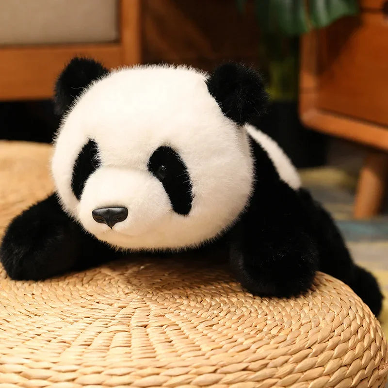 Cute Black and White Sitting Panda Plush