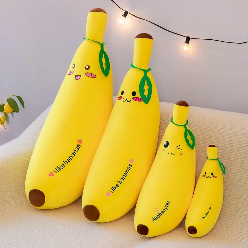 Bright Yellow Kawaii Banana Cuddle Pillow