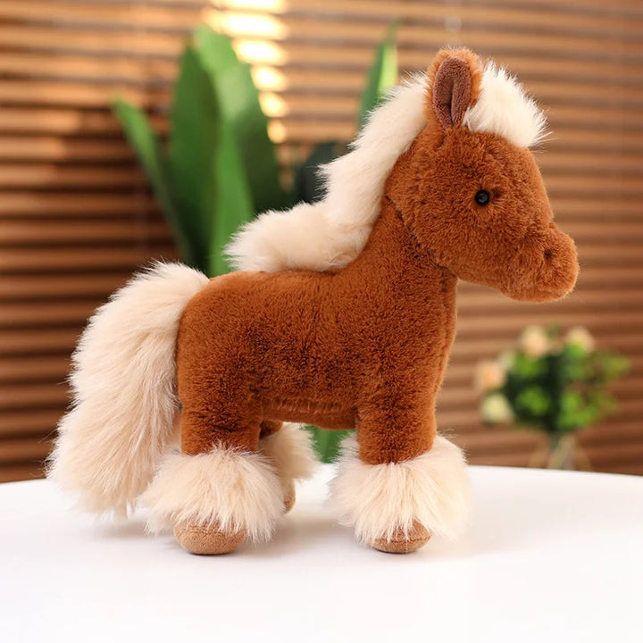 Brown Plush Pony with Blonde Mane and Feathered Legs