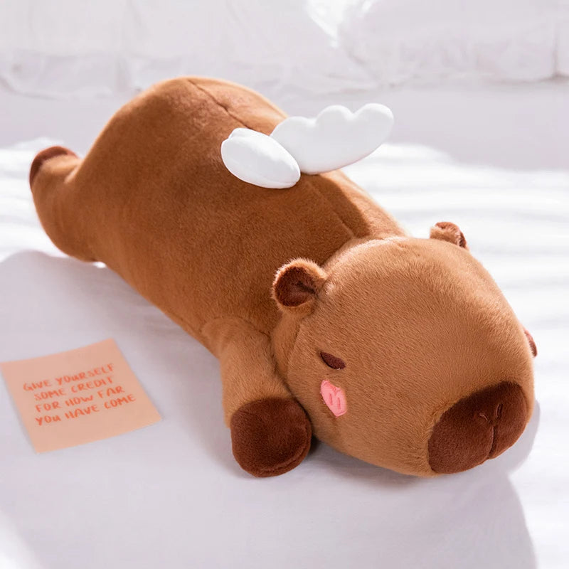 Brown Deer Plush Body Pillow with Angel Wings