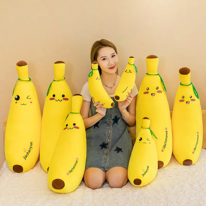 Bright Yellow Kawaii Banana Cuddle Pillow