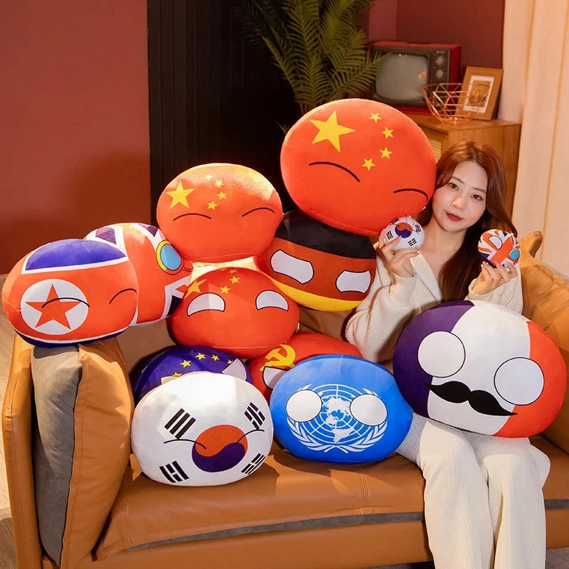 Soft Round Countryball Flag Plush Toy