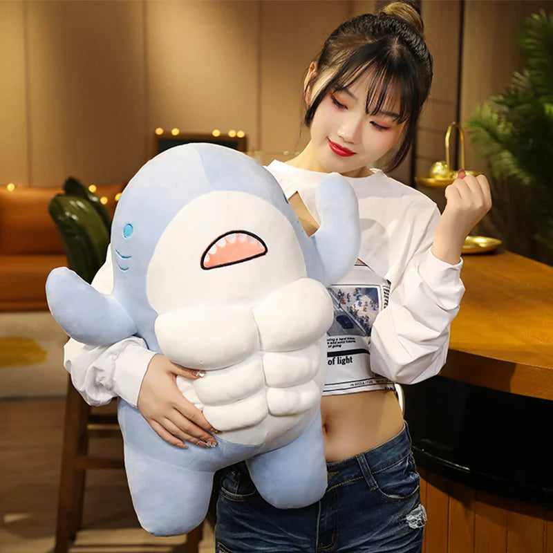 Cute Six-Pack Shark Plush Toy in Blue or Grey