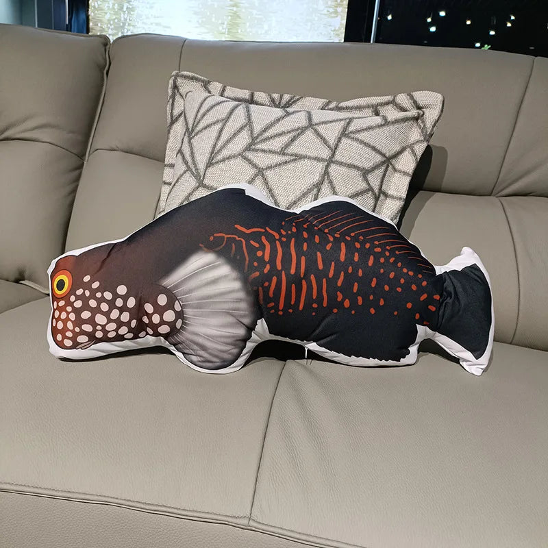 Soft Plush Fish Pillow with Colorful Marine Design