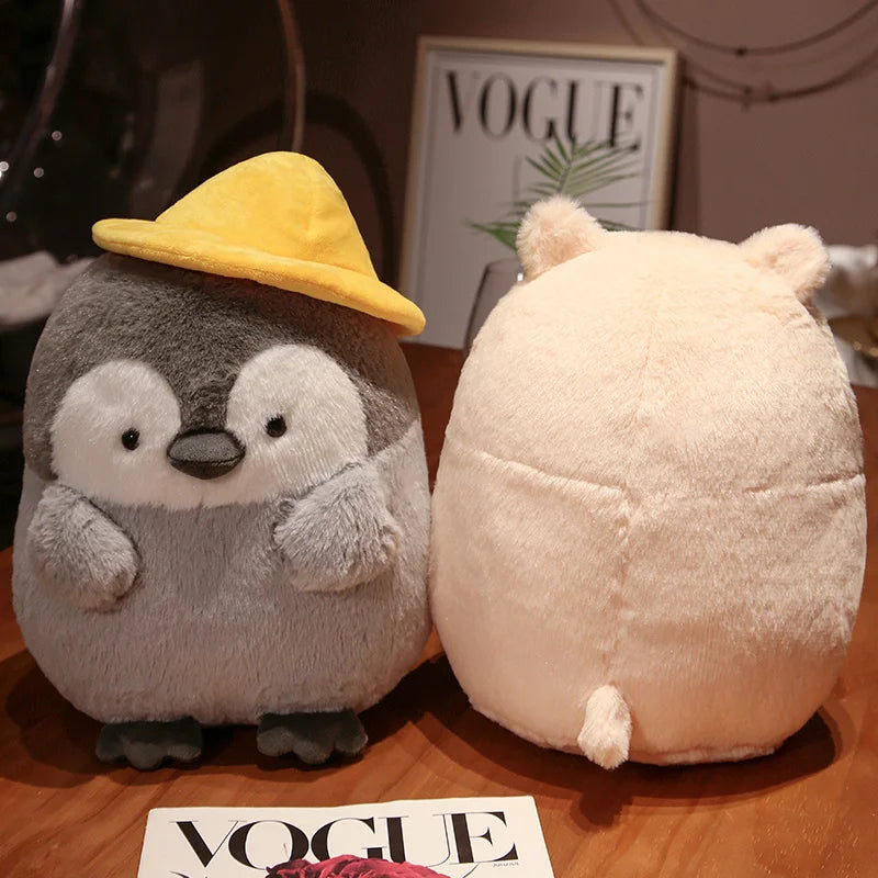 Adorable Grey Penguin Plush with Yellow Hat