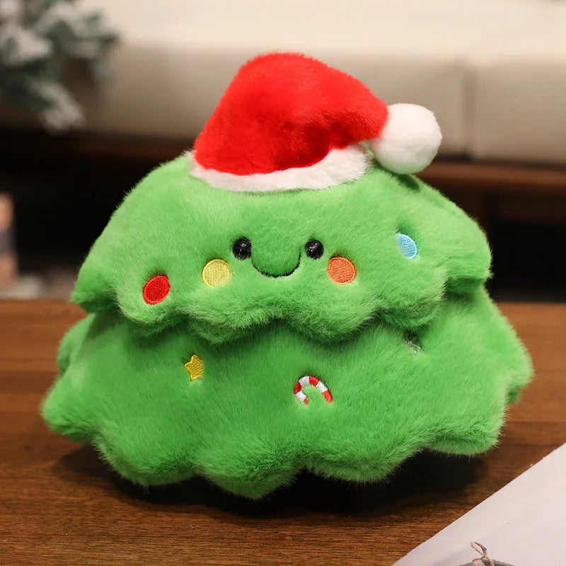Adorable Christmas Tree Plush with Santa Hat