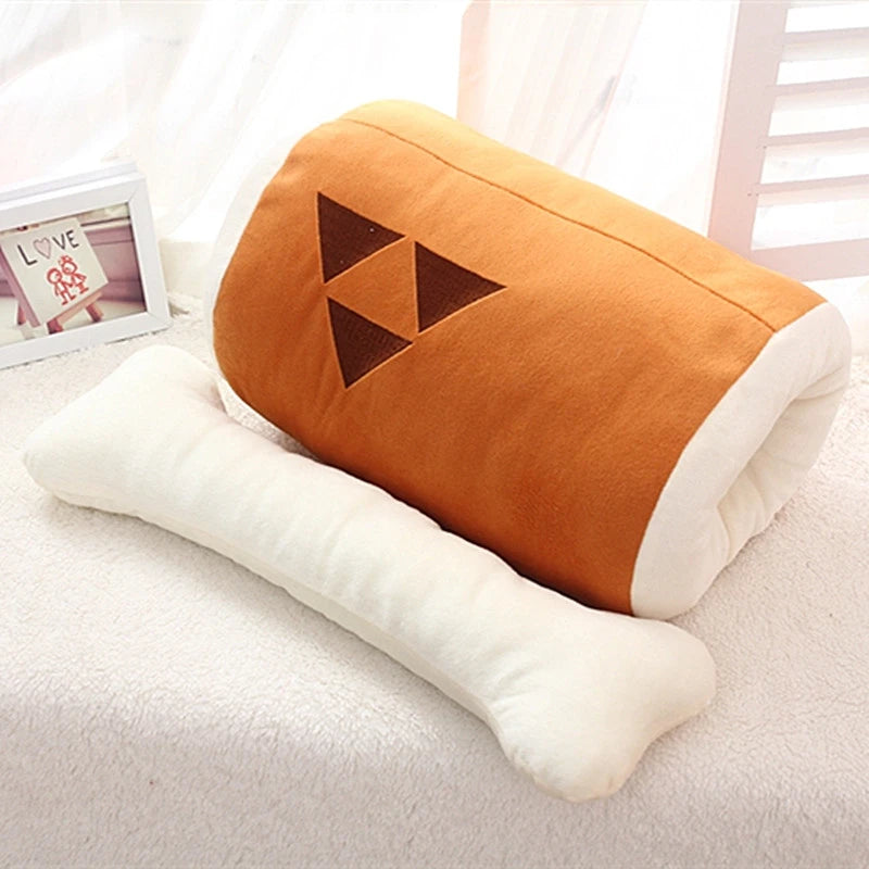 Plush Drumstick Hand Warmer with Bone Pillow