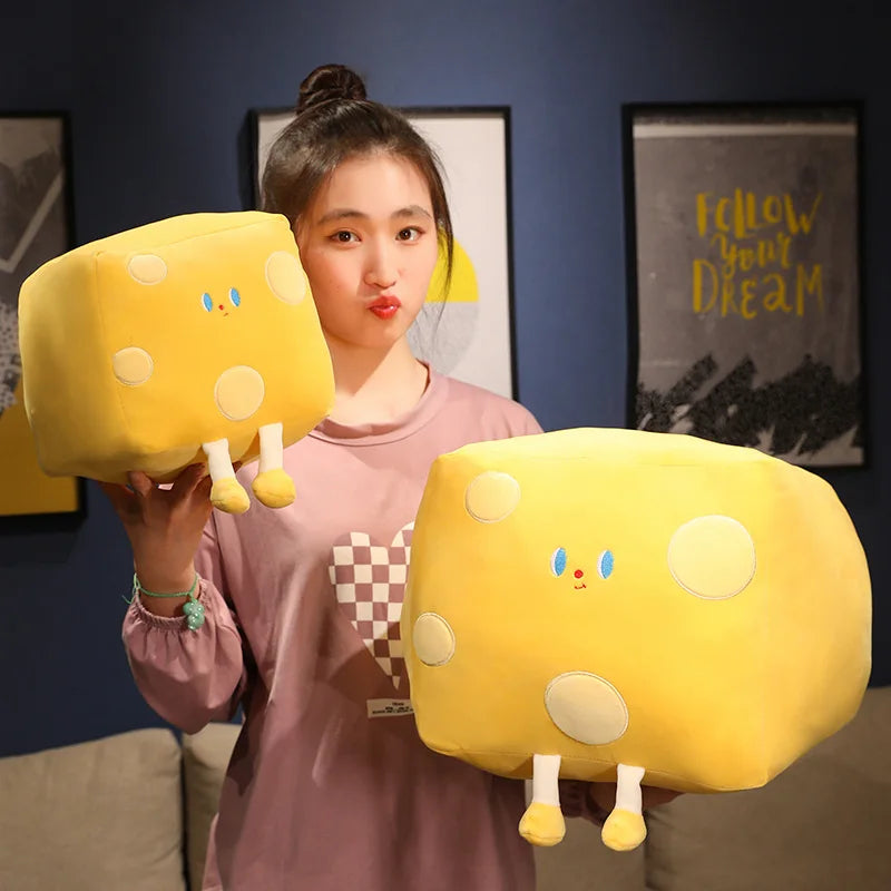 Adorable Yellow Cheese Block Plush Bean Bag