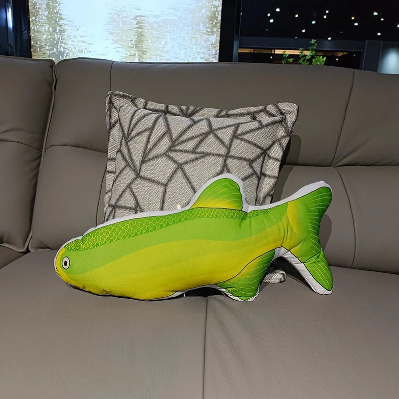 Soft Plush Fish Pillow with Colorful Marine Design