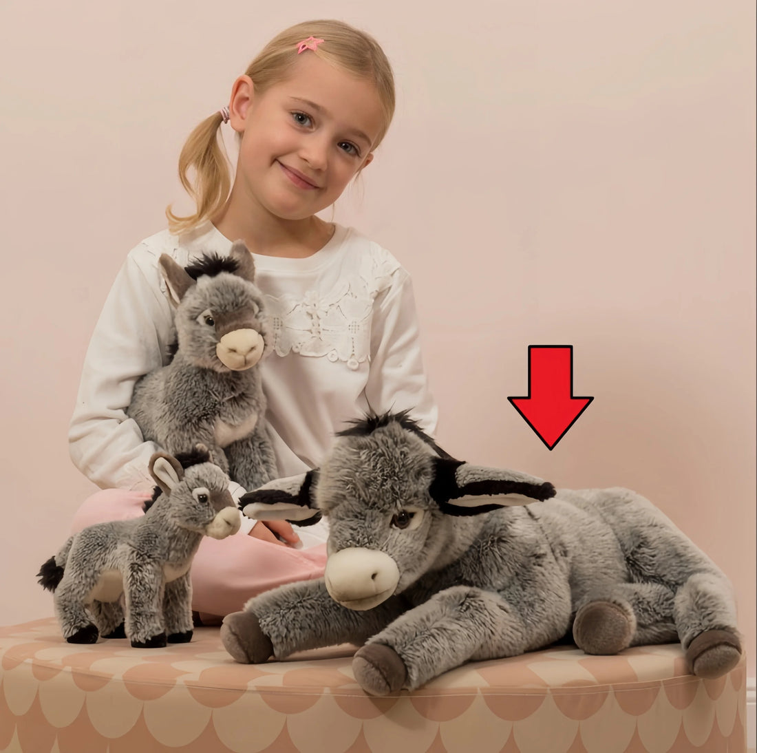 Oversized Gray Plush Lying Donkey