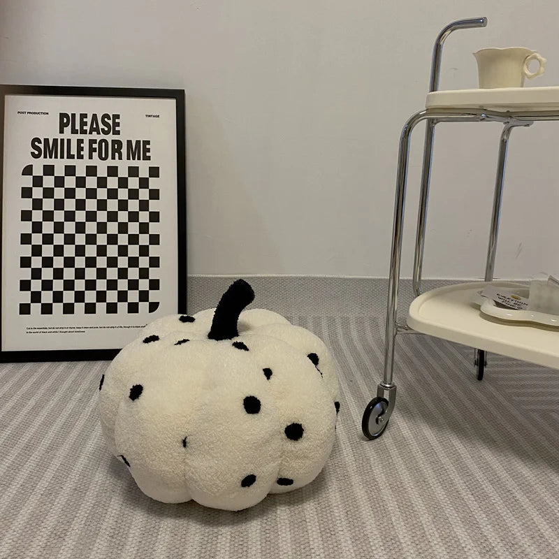 Cream Plush Pumpkin Polka Dot Handbag