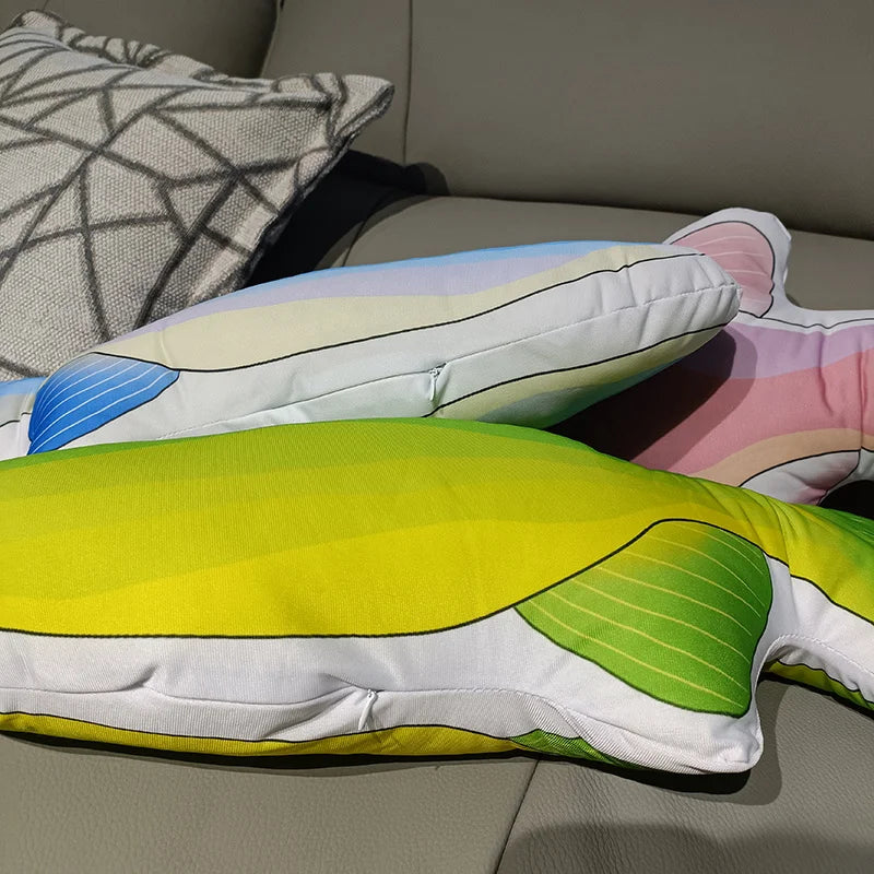 Soft Plush Fish Pillow with Colorful Marine Design