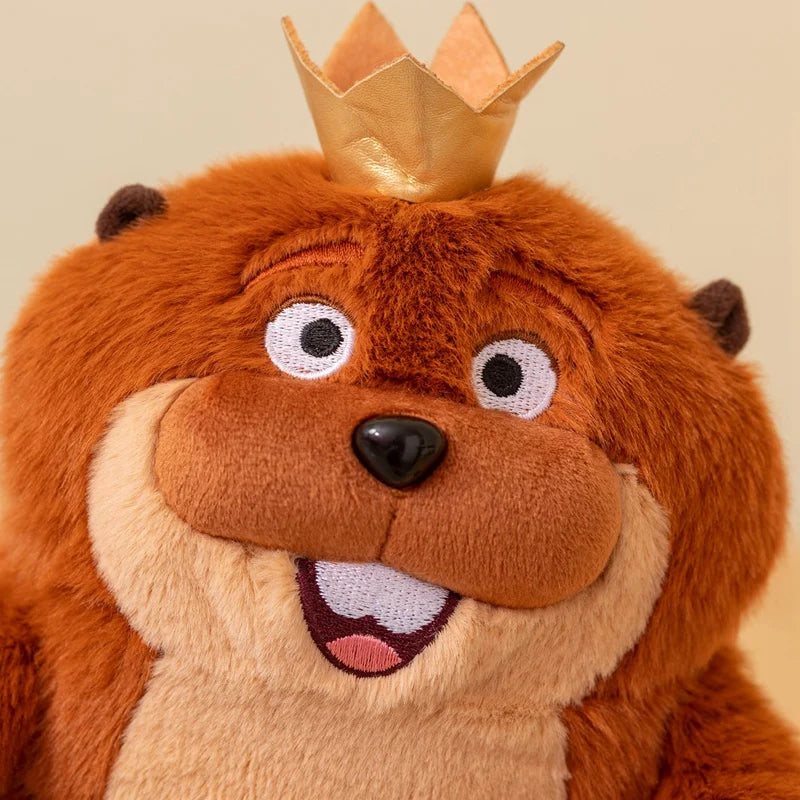 Cartoon Beaver Plush Pair with Crown