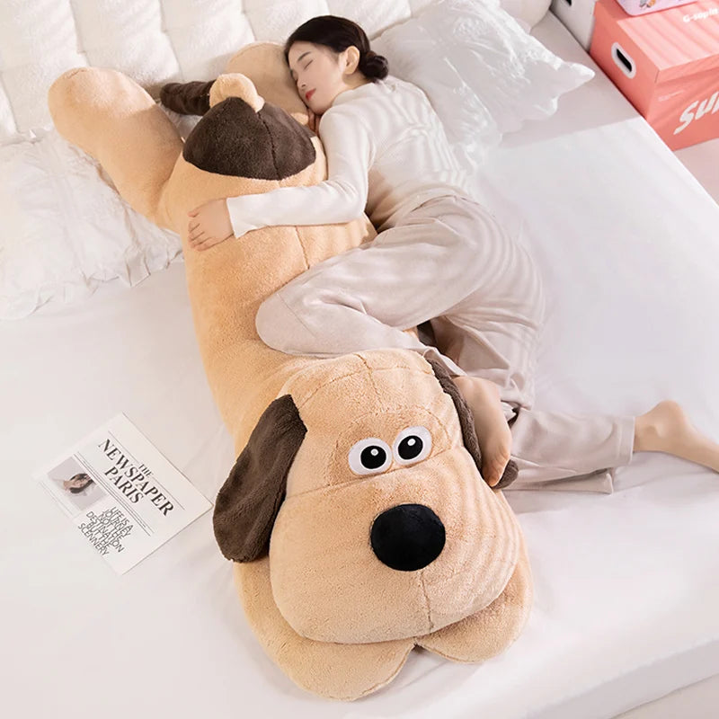 Cartoon Tan Long Plush Dog Pillow