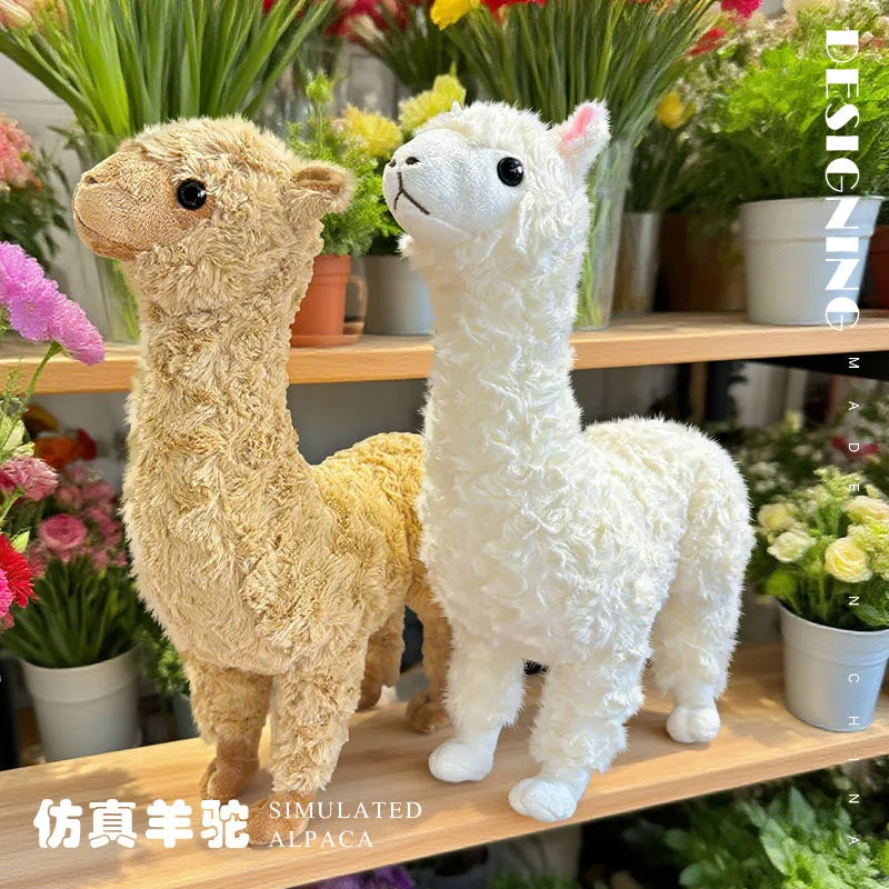 White Alpaca Plush Toy with Pink Ears