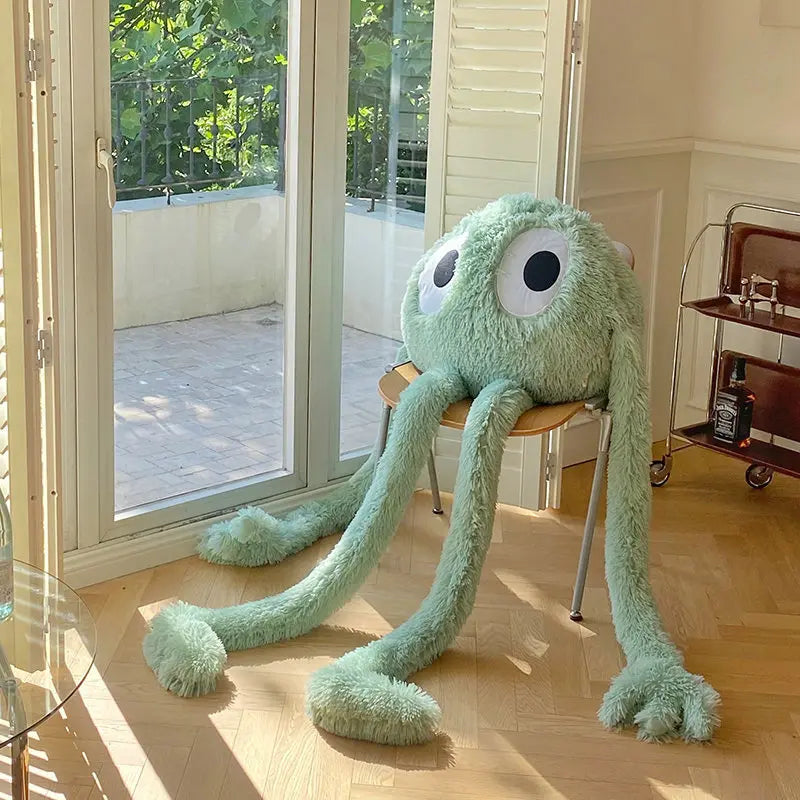 Big-Eyed Black Plush Toy with Long Limbs