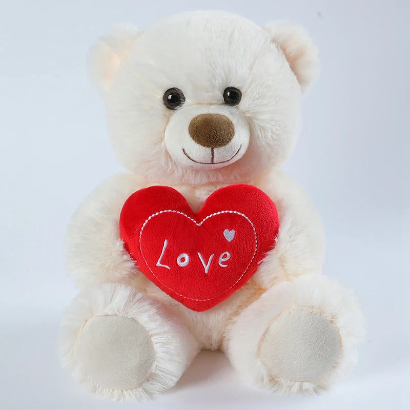 Soft Tan Plush Teddy Bear with Red 'Love' Heart