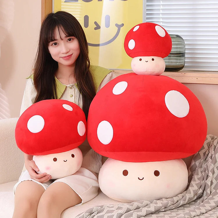 Cute Red Mushroom Plush with White Spots