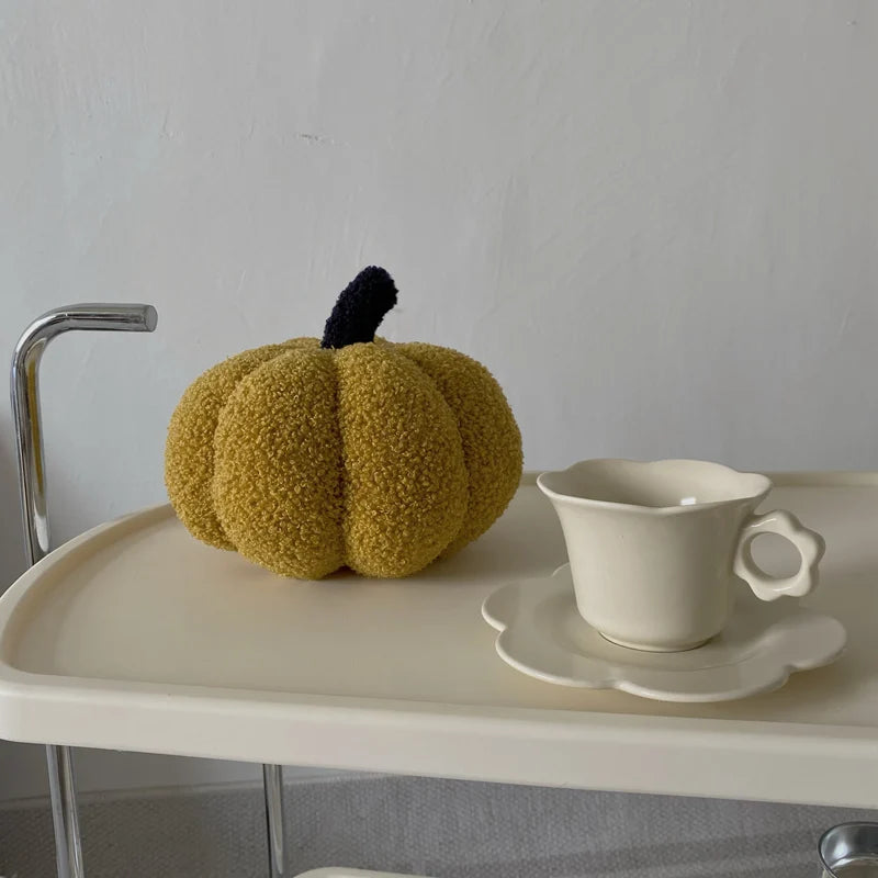 Cream Plush Pumpkin Polka Dot Handbag