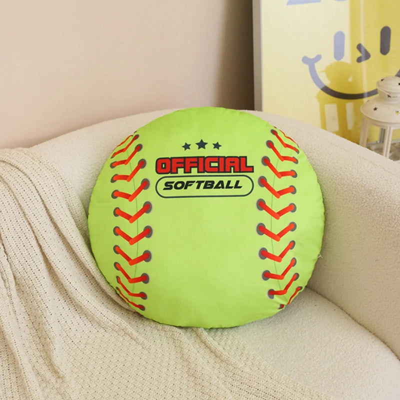 Plush White Baseball Decorative Pillow