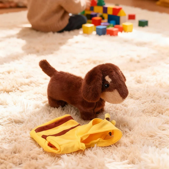 Brown Dachshund Plush in Yellow Bee Costume