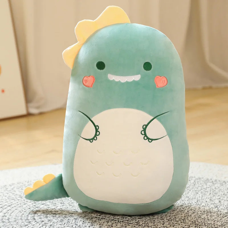 Chubby Dinosaur Plush Pillow in Mint Green