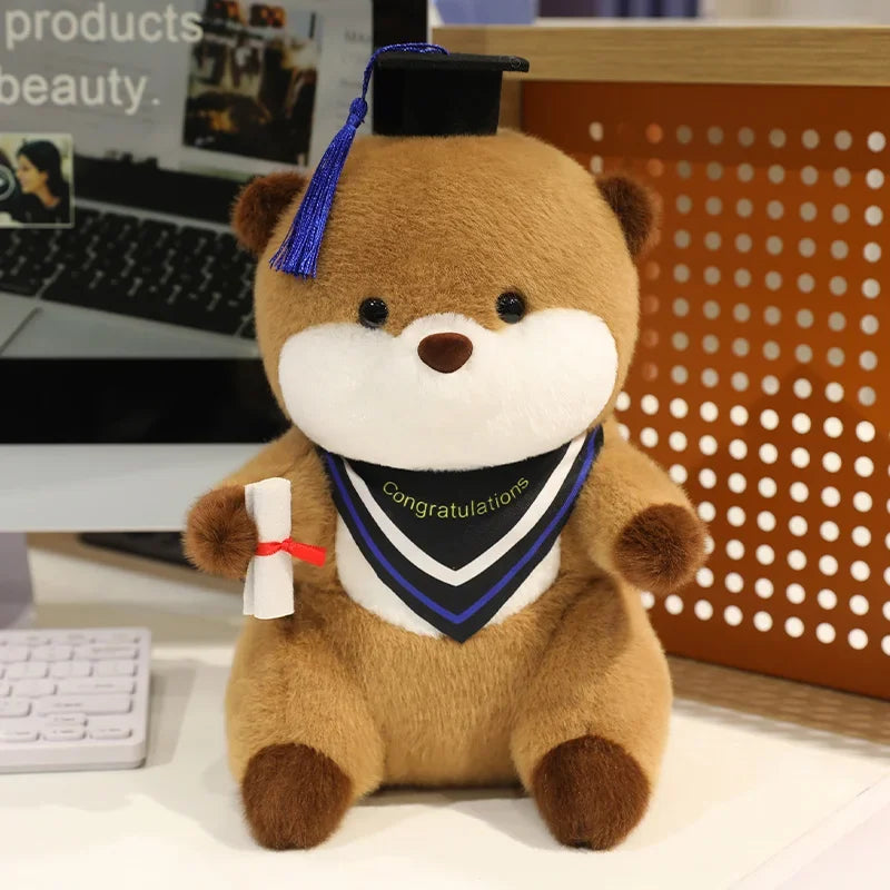 Brown Plush Graduation Bear with Cap and Diploma