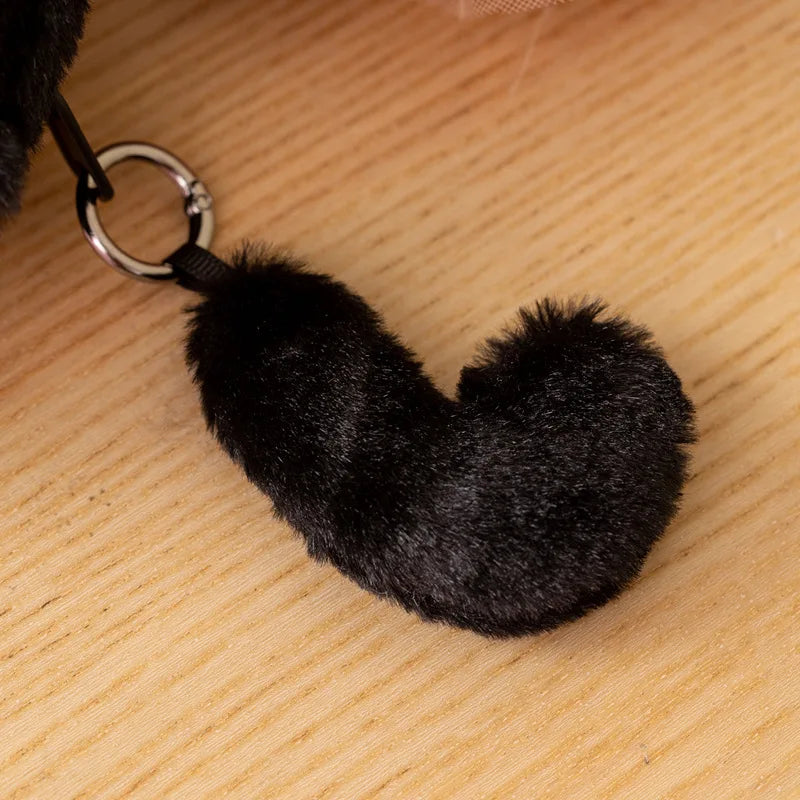 Black Cat Plush Pencil Case with Expressive Eyes
